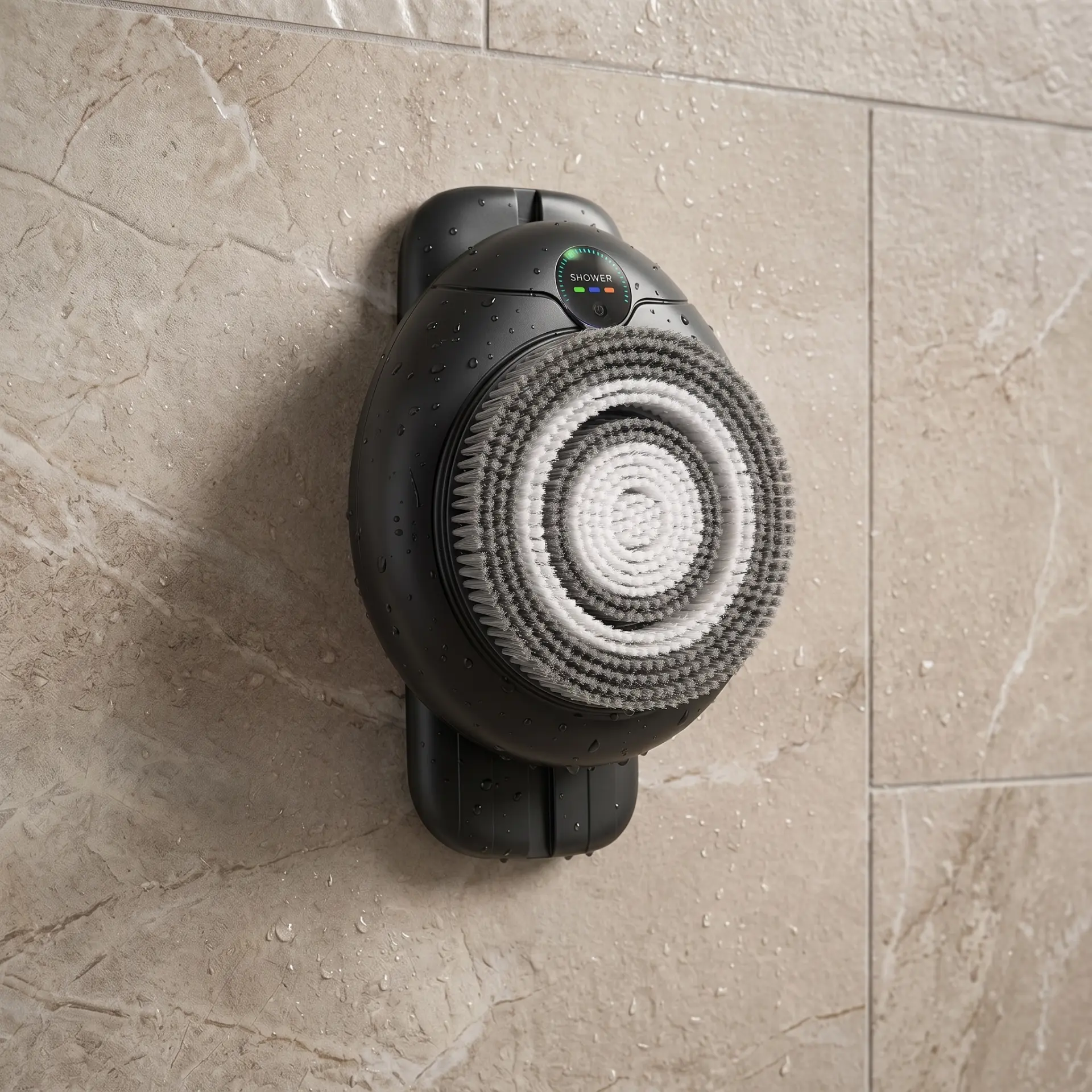 LumaScrub wall-mounted back scrubber in black